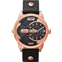 Diesel Herren Analog Quarz Leder Uhr, Goldgehäuse und Lederarmband DZ7317