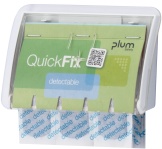 Plum QuickFix Pflasterspender UNO, transparent, Moderner Spender für mehr Sicherheit am Arbeitsplatz, 1 Spender - inkl. detectable 45 Pflaster