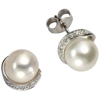 Orolino Paar Ohrstecker »585 Gold Perlen weiß + Brillanten 0,05ct.«, 44244954-0 Silbergrau + weiß 0,05 ct SI = kleine Einschlüsse