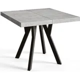 Quadratischer Esszimmertisch RICO, ausziehbarer Tisch, Größe: 90-190X90X77 cm, Wohnzimmertisch Farbe: Graphit, mit Holzbeinen in Farbe Schwarz - Grau/Schwarz