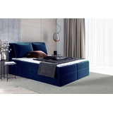 Sofnet Boxspringbett Doppelbett Bett mit Bettkästen Egro Matratze Topper, Polsterbett Modern - 160 x... - Dunkelblau (Kronos 09),