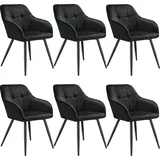 Tectake tectake® Esszimmerstuhl, gepolstert, in Samtoptik, gesteppt, schlanke Stahlbeine, 58 x 62 x 82 cm