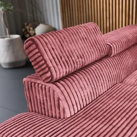 masseno Eckcouch Polyester mit Schlaffunktion L-Form 2-Sitzer Rosa
