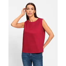 Blusentop HEINE, Damen, Gr. 40, rot, 97% Baumwolle, 3% Elasthan, unifarben, Rundhals, ohne Ärmel, Blusen