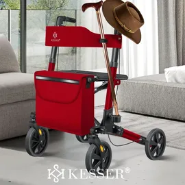 Kesser Leichtgewicht Rollator faltbar mit Sitz rot Gehhilfe