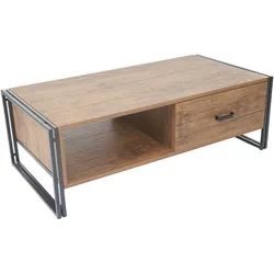 Mendler Couchtisch HWC-A27, Beistelltisch, 41x120x60cm 3D-Struktur, Wildeiche-Optik