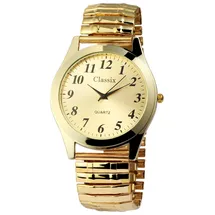 Classix 2700004-002 Analog Herrenuhr mit Metallzugband, goldfarben