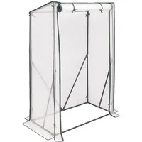 Woltu Foliengewächshaus Treibhaus pe Gitterplane weiß 100x50x136/150 cm -