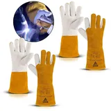 STAHLWERK Schweißerhandschuhe 2er Set Arbeitshandschuhe Echtleder hitzebeständig