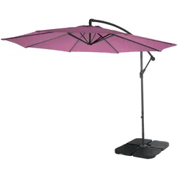 Mendler Ampelschirm Acerra, Sonnenschirm Sonnenschutz, Ø 3m neigbar, Polyester/Stahl 11kg ~ lavendel-rot mit Ständer