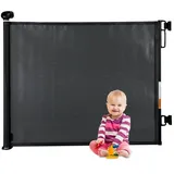 Relaxdays Treppenschutzgitter ausziehbar, Öffnungsbreite 70-140 cm, Bohrmontage, Kinder & Hunde, Türschutzrollo, schwarz