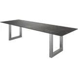 DeLife Esstisch Edge 300x100 Keramik Laminam® Nero Greco Anthrazit Edelstahl Breit