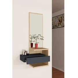Asir Wandspiegel mit Ablage STELLA 90x49 cm braun/anthrazit - Braun/Anthrazit