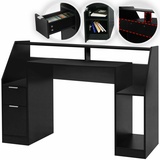 Miadomodo MIADOMODO® Schreibtisch - 123 x 55 x 90 cm, mit Schubladen und Stauraum, Schwarz, MDF, Einfache Montage - PC-Tisch, Computertisch, Bürotisch, Off...