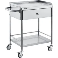 Vevor Zweistöckiger Laborwagen Gerätewagen Medizintechnik Servierwagen 201 Edelstahl Tragbar Abräumwagen mit Schubladen 100 kg Tragfähigkeit, 710 x 421 x 785 mm (mit Griff) Labor Rollwagen