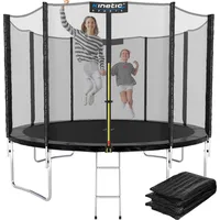 Kinetic Sports Salto Plus 244 cm  inkl. Sicherheitsnetz, Regenplane und Leiter Schwarz