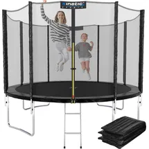 Kinetic Sports Salto Plus 244 cm  inkl. Sicherheitsnetz, Regenplane und Leiter Schwarz