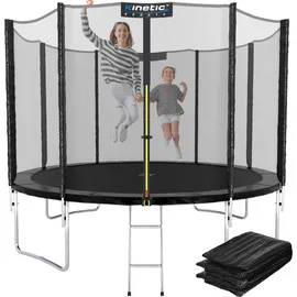Kinetic Sports Salto Plus 244 cm  inkl. Sicherheitsnetz, Regenplane und Leiter Schwarz