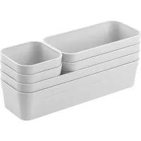 Gariella 1x Schubladen-Organizer Set Aufbewahrungs-Box Einteiler verstellbar hellgrau
