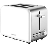 Concept Hausgeräte TE2051 Edelstahl Toaster mit Breitem Schlitz 36mm 2 Röstkammern Elektronischer Timer 950W Matt (Weiß)