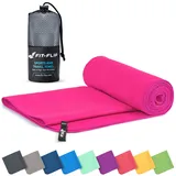 Fit-Flip Mikrofaser Handtuch - kompakte Microfaser Handtücher - ideal als Sporthandtuch, Reisehandtuch, Strandtuch - schnelltrocknend und leicht - Badetuch groß (100x200cm, Pink)
