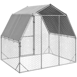 vidaXL Hühnerstall mit Dach 250 x 200 x 225 cm silber