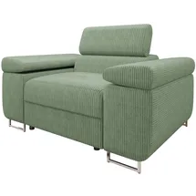 Mirjan24 Sessel Torezio Cord 134 x 90 x 102 cm Grün mit Einstellbaren Kopfstützen
