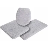 Möve Badematte »Essentail/Superwuschel«, Höhe 40 mm, rutschhemmend beschichtet, strapazierfähig, Microfaser-Badematte, Badteppich, rechteckig, rund & als 3-tlg. Set, 3 St., Polyester, silberfarben (silver) Einfarbige Badematten