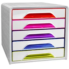 CEP Schubladenbox Smoove weiß/bunt-transparent 1071110931, DIN A4 mit 5 Schubladen, 1 St.