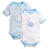 PLAYSHOES Unisex Kleinkind Multipack Baby-Body, bleu 1/4-Arm 2er Pack Elefant, 62/68