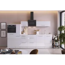 Respekta Premium Küchenzeile RP310HWW42060BS 310 cm Hochglanz Weiß