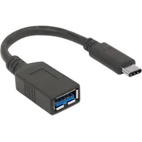 Manhattan USB-C Anschlusskabel, USB 3.2 Gen1 (USB 3.0 / USB 3.1 Gen1) Stecker, USB-A Buchse 0.15m Schwar