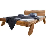 Balkenbett Massivholzbett 140 x 200 cm Fichte geölt gebeizt - BENKA