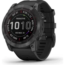 Garmin fenix 7X Sapphire Solar schiefergraues DLC-Titan mit schwarzem Armband