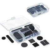 Relaxdays Möbelgleiter, 136er Pack, Filz, EVA, Möbelpads selbstklebend, Filzgleiter & Antirutsch-Pads mit Box, schwarz