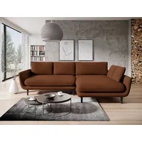 DOMO-HOME Ecksofa mit Schlaffunktion SOLANO – Elegantes Skandinavisches Ecksofa 260x167cm| Bettkasten und Holzbeinen für Komfort und Stil | Hoch... - Braun