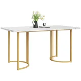 Flieks Esstisch (140*80*75 cm, 1-St., nur Tisch), rechteckig Küchentisch Marmoroptik Schreibtisch, Metallbeine goldfarben 140 cm x 75 cm x 80 cm