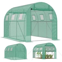 Aufun Gewächshaus 200x300x200 cm Foliengewächshaus Winterfest, Tomatenhaus mit 6 Fenstern & Tür, 140g/m2 PE-Folie, Folientunnel mit verzinktem Stahlrahmen,Treibhaus für Garten, Balkon & Anzucht