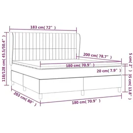 vidaXL Boxspringbett mit Matratze Blau 180x200 cm Stoff