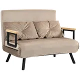 MODFU Schlafsessel 102x73x81 mit fünffach verstellbarer Rückenlehne, Samtbezug, Umwandelbar in Einzelbett, Hellbraun