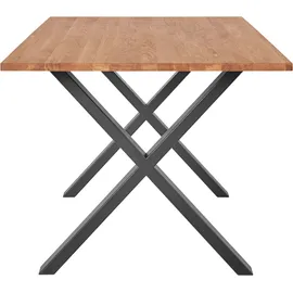 Andas Esstisch, Tischplatte aus massiver Eiche, FSC®- Massivholz, Gestell aus Metall