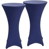 Beautissu Stehtischhusse Stella Blau Ø 70-75 cm 2er Set