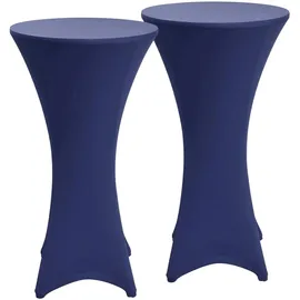 Beautissu Stehtischhusse Stella Blau Ø 70-75 cm 2er Set