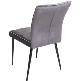 Mendler Esszimmer-Set HWC-K16, 2er-Set Stuhl+Sitzbank Esszimmergruppe Sitzgruppe Esszimmergarnitur, Samt Metall - dunkelgrau