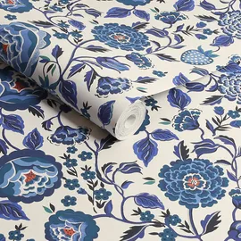 Cath Kidston Vliestapete Strawberry Garden 56 cm x 10 m blau/pink