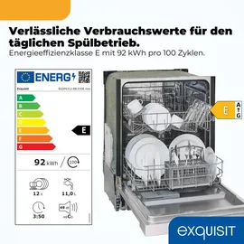Exquisit EGSP56312-EB-030E Einbau-Geschirrspüler (teilintegrierbar, 598 mm, Silber)