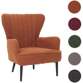 Mendler Lounge-Sessel HWC-K37 Bouclé 75 x 80 x 75 cm terrakotta mit Kissen