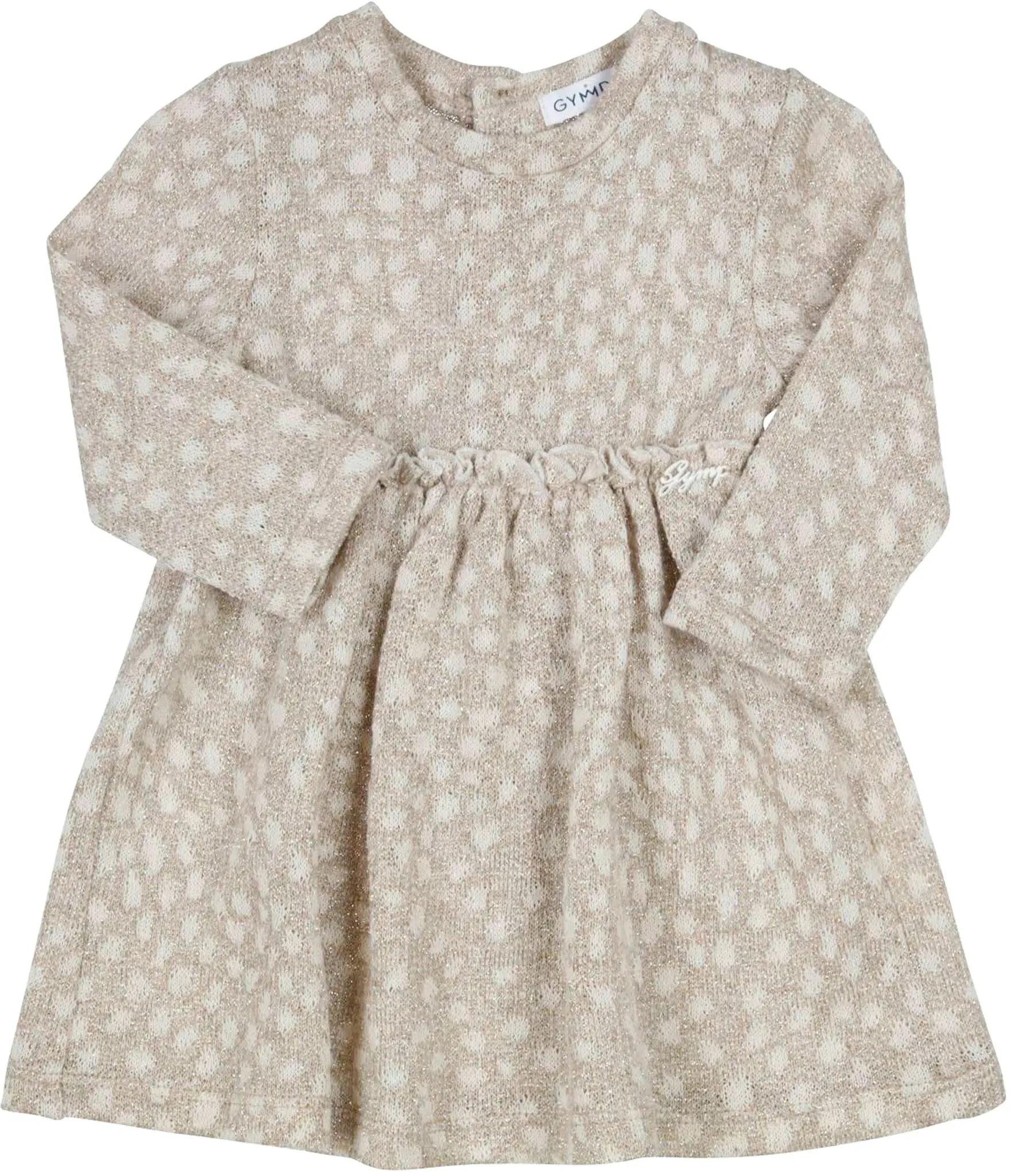 Gymp Kleid langarm mit Lurex Punkte, beige | gold | mehrfarbig, 86
