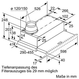 Constructa CD30646 Flachschirmhaube 60 cm Silbermetallic
