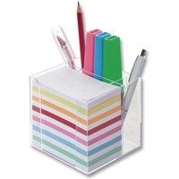 folia Zettelbox mit Stiftehalter transparent inkl. 700 Notizzettel farbig sortiert
